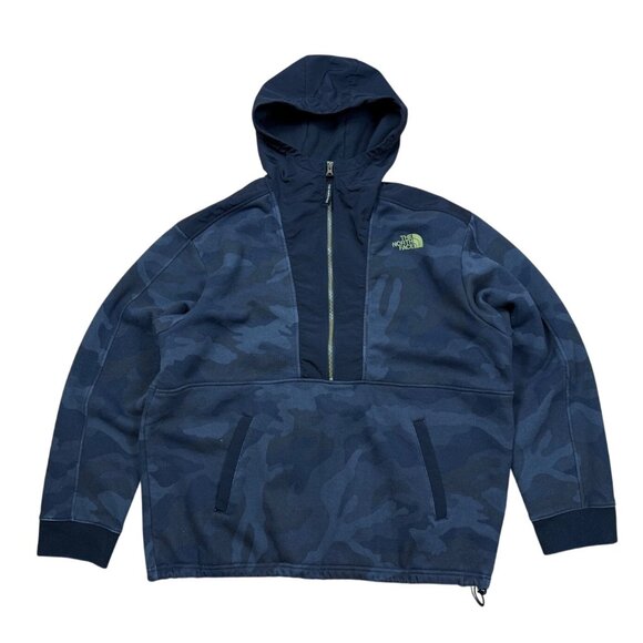 The North Face Graphic Collection Mens Pullover Half Zip Hoodie Black Camo Fleec - Picture 1 of 11